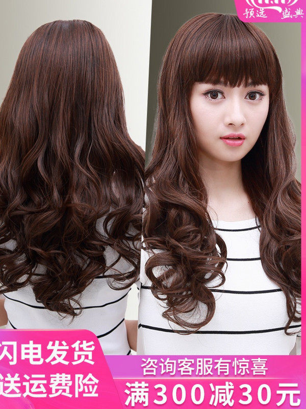 かつらの女性の長い髪の長い巻きの髪の大きい波の本当の髪の毛のセットのそろった前髪のネットの赤い自然な髪の毛の中で長いセットの式