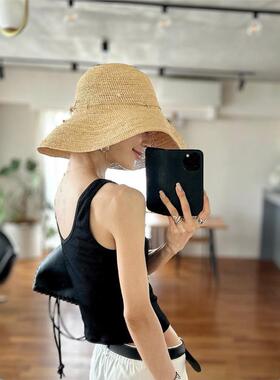 海伦经典Provence10Cm/12Cm大沿拉菲亚帽妇女防晒帽可折叠