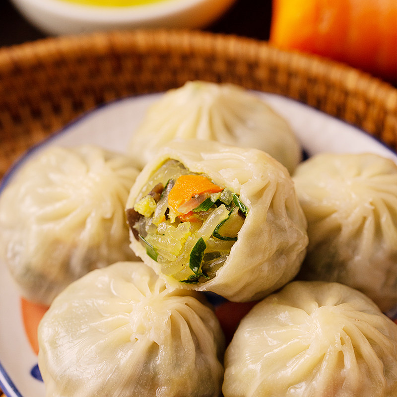 霍嘉营养早餐素三鲜包子半成品速冻面点儿童速食菜包子加热即食