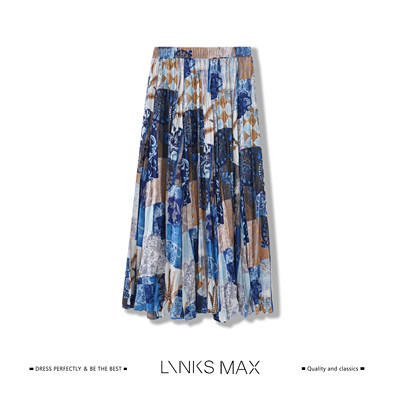 【钱老板专属】Links Max 复古油画松紧腰百褶半身裙63930