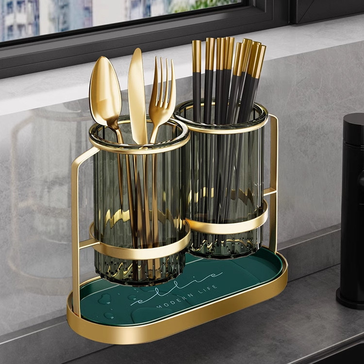 轻奢筷子置物架壁挂家用筷子筒厨房家庭新款沥水收纳盒筷子篓筷笼