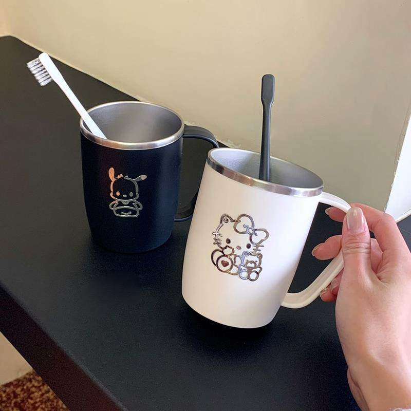 日式304不锈钢洗漱口杯防霉刷牙水杯子带手柄一家三口简约可爱ins,家庭/个人清洁工具,洗漱杯,淘宝优惠券,粉丝福利购,淘宝优惠卷