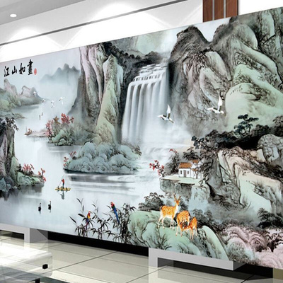 江山如画十字绣线绣2021Z客厅满绣新款流水生财大幅书F房手工自己