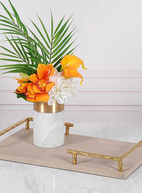 样板房C摆件现代简约客厅茶几餐桌皮e托盘北欧轻奢酒店吧台软装饰