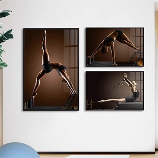 瑜伽馆装饰画健身房普拉提工作室宣传海报形体塑造背景墙面壁挂画