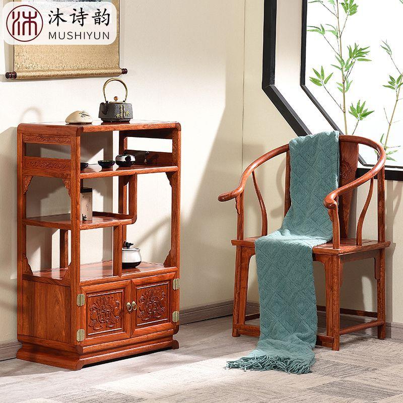 红木家具缅甸花梨木茶水柜大果紫檀实木储物柜置物架