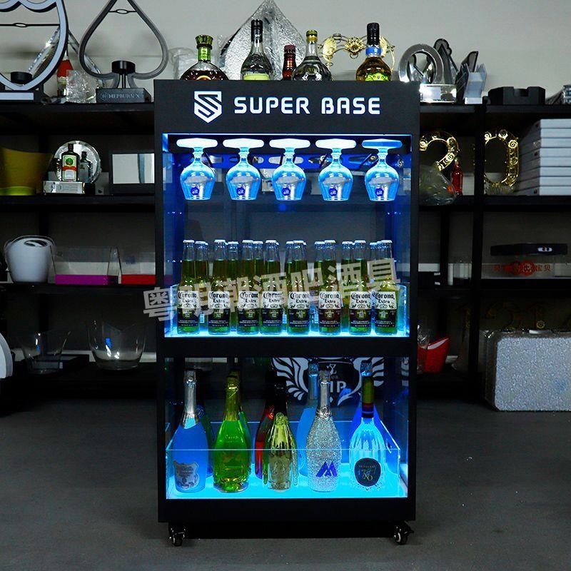 酒吧KTV夜店可移动香槟啤酒立式货柜酒柜带发光酒水展示架商用