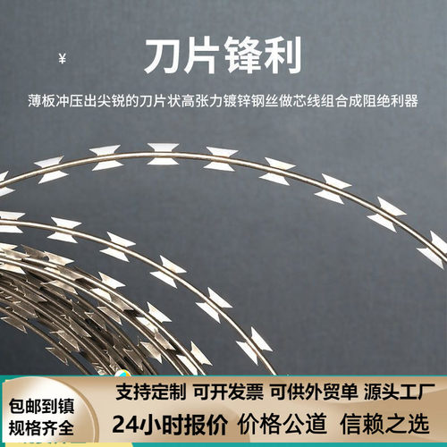 刀片刺绳防盗户外笼刺网防盗网防爬刺铁丝网晾衣绳带刺铁丝