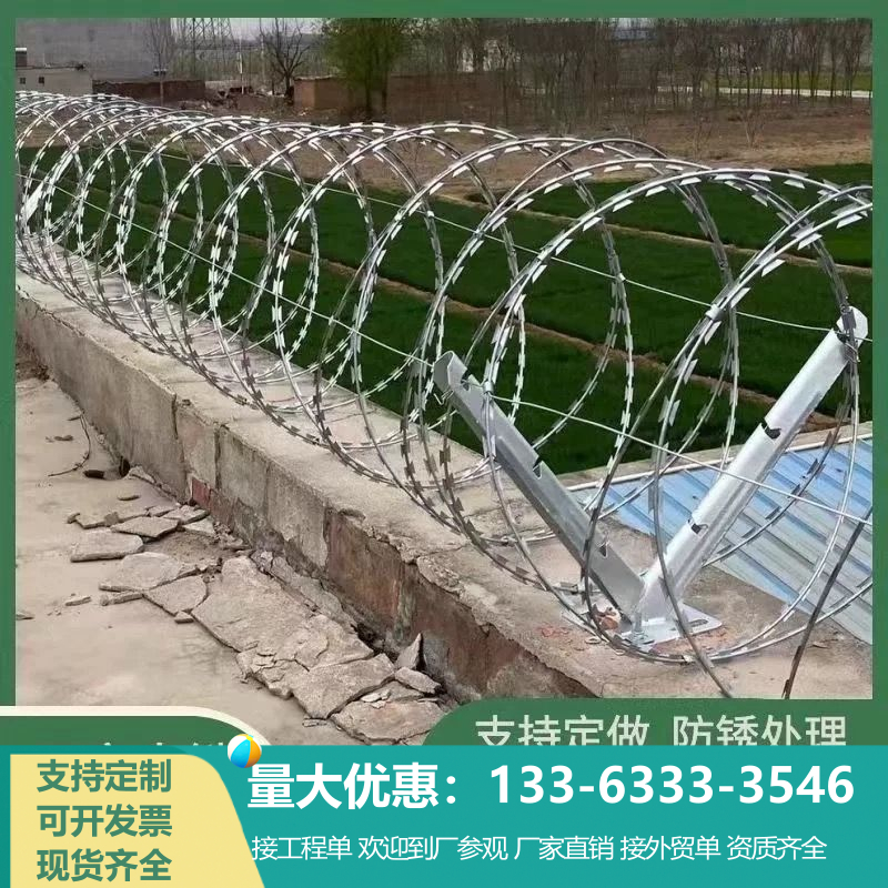 刀片刺网刺绳刀刺滚笼刺线围墙防攀爬网防盗防护网铁蒺藜刺网支架