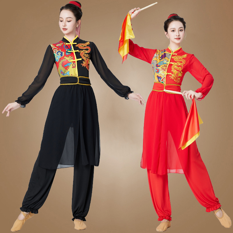 中国风新款演出服秧歌服打鼓新款服装古典广场舞舞蹈服中老年秧歌