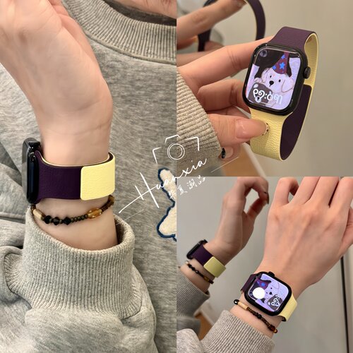荔枝纹拼色硅胶运动磁吸适用表带