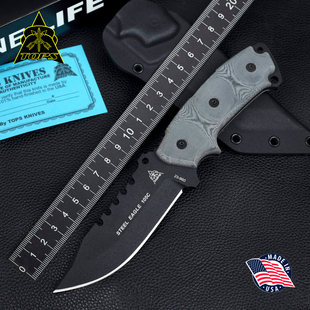 美国进口TOPS托普斯新款钢鹰105C户外多功能战术求生野营直刀便携