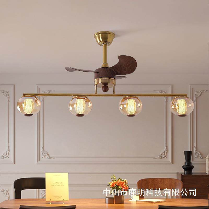 中古风餐厅吊扇灯客厅风扇灯美式复古餐厅酒店吧台吊灯民宿装饰灯
