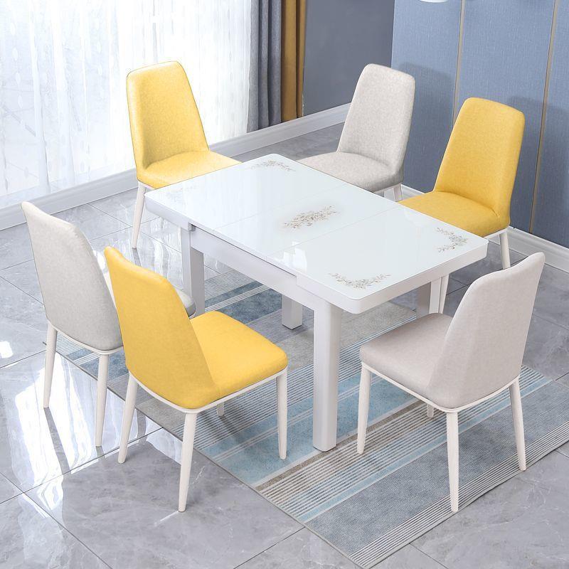 带电磁炉的小户型可伸缩折叠家用餐桌椅组合钢化玻璃饭桌吃饭桌子