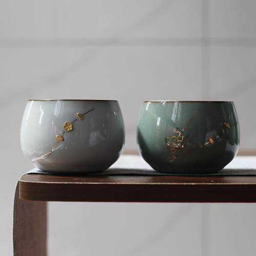 锔专用茶杯个人瓷杯单杯官窑茶具茶盏碗杯主人杯品茗杯钉陶瓷茶杯