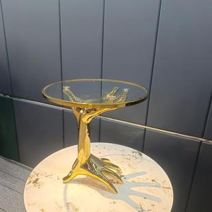 意式轻奢金属手掌个性创意边几小茶几家用客厅沙发角几