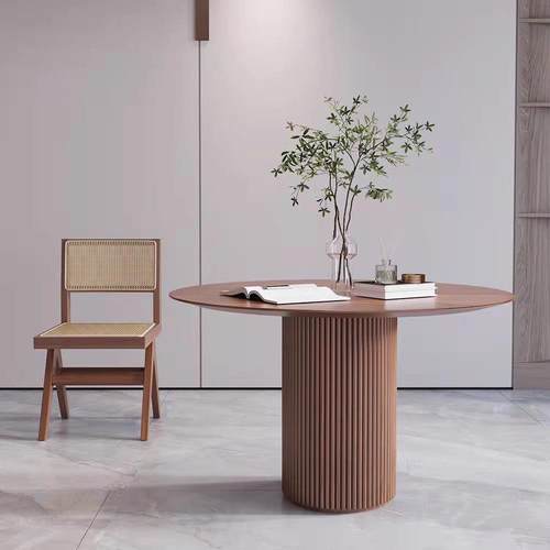 创意北欧实木圆桌小户型家用客厅简约餐桌圆形咖啡桌设计师洽谈桌