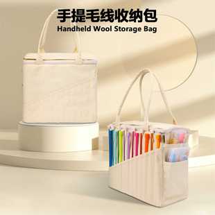 跨境新款 帆布毛线棒针收纳包手提式 家用大容量编织工具收纳袋 包邮