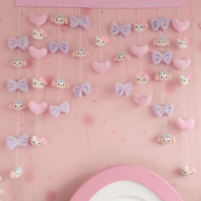 美乐蒂HelloKitty隔断帘装饰帘甜美少女心卧室魔术贴厨房纱窗门帘
