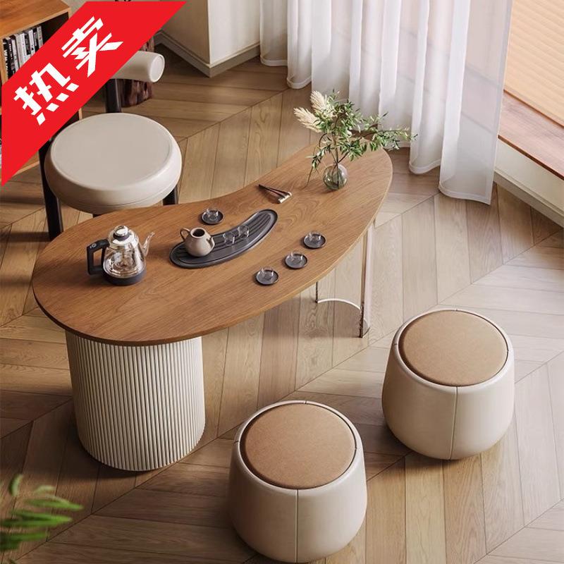 ir现代简约实木原木小型茶台阳台桌椅组合家用客厅茶桌2024泡茶新