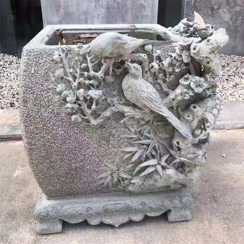 石雕厂专业欧式石雕花盆园林景观石雕花钵制作福建大鹏石材