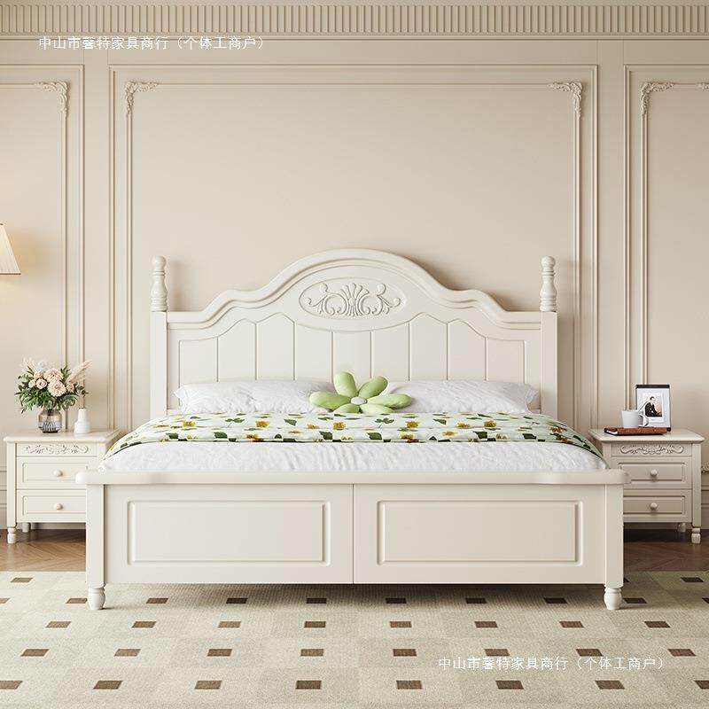 实木床现代简约单人双人主卧1.8米1.2小户型欧式白色公主床