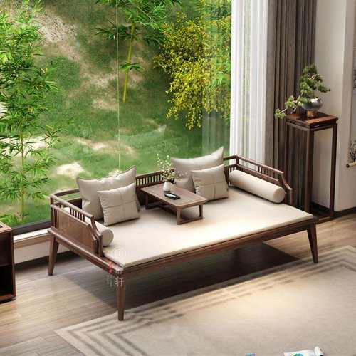 新中式实木罗汉床家用沙发禅意现代简约小户型白蜡木床榻民宿沙发