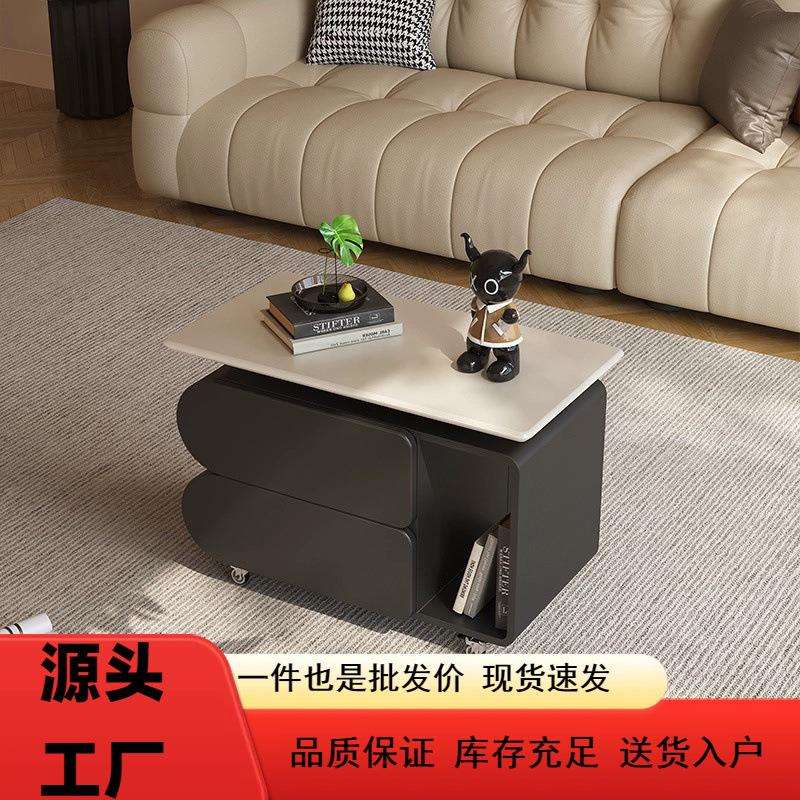 边几中古风双层新型沙发边柜茶台升降边几小边几可移动迷你茶几柜