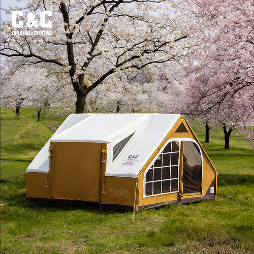 CC庄园充气帐篷户外露营14.6平大型野外过夜小屋客厅柴火炉帐篷