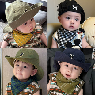 男宝宝口水巾防风护颈围脖百搭婴幼儿双面薄款防晒洋气装饰围兜