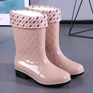 雨鞋女中筒加绒雨靴时尚新款防水鞋女士防滑中筒胶鞋保高成年套鞋
