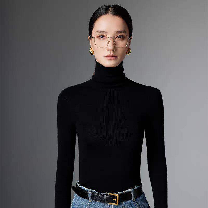 可机洗美丽诺精纺100%纯羊毛薄款高领打底衫女堆堆领修身针织内搭,个性定制/设计服务/DIY,棉服工装,淘宝优惠券,粉丝福利购,淘宝优惠卷