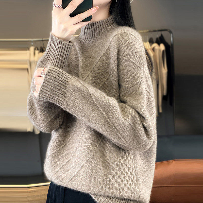 半高领毛衣女秋冬季2025新款羊毛衫设计感慵懒风内搭宽松针织打底,个性定制/设计服务/DIY,棉服工装,淘宝优惠券,粉丝福利购,淘宝优惠卷