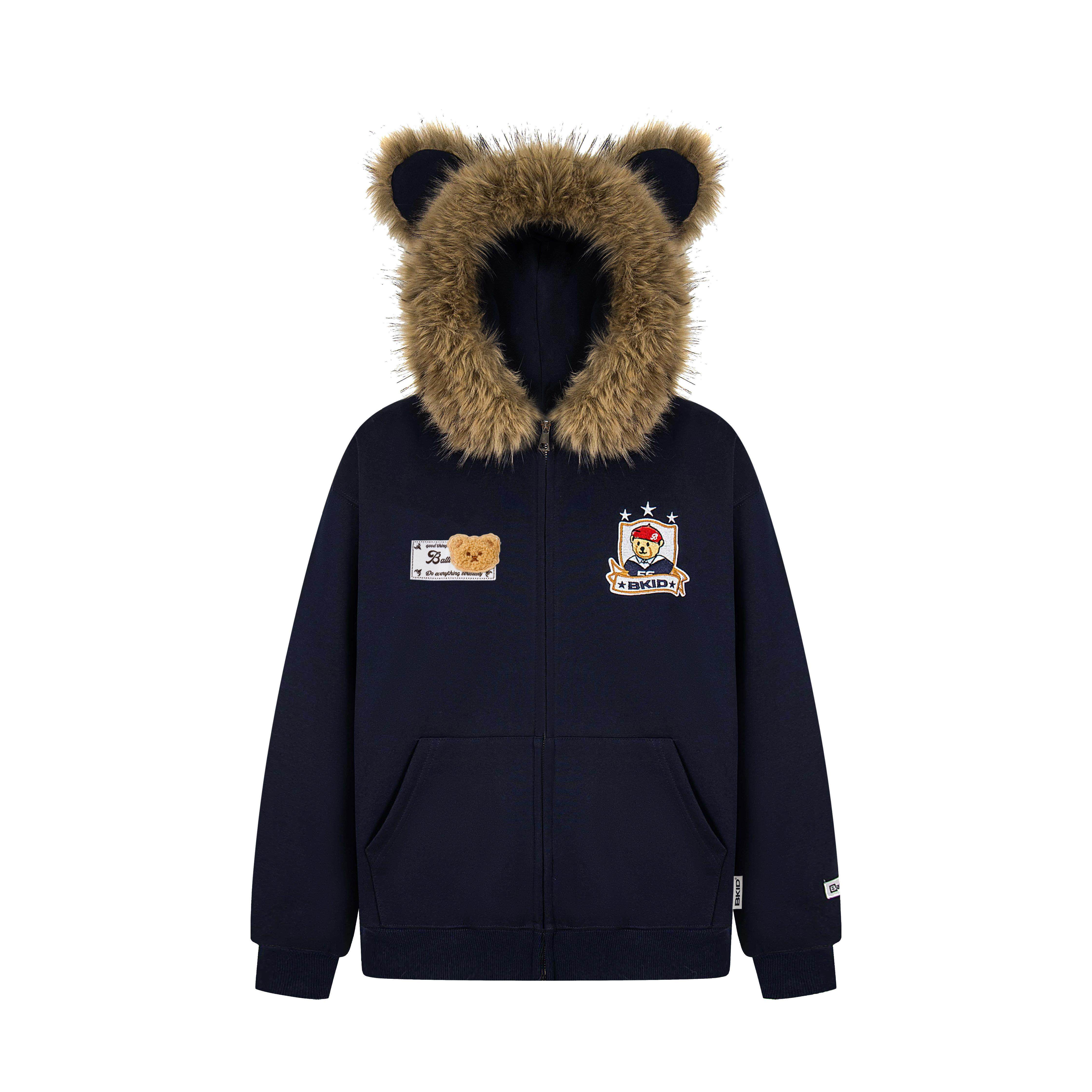 文文不乖美式小熊耳朵毛领可拆卸外套女连帽卫衣拉炼开衫上衣秋冬,个性定制/设计服务/DIY,棉服工装,淘宝优惠券,粉丝福利购,淘宝优惠卷