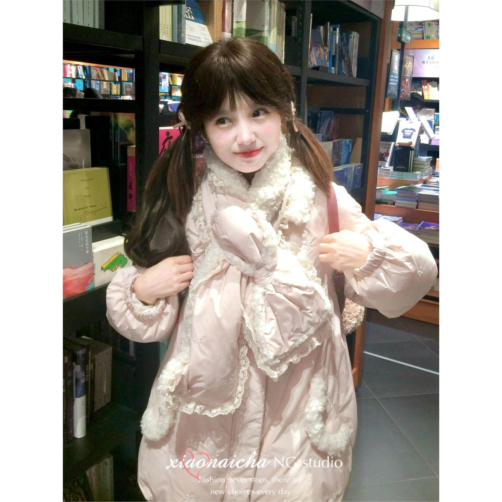 甜美风粉色羊羔毛娃娃领羽绒棉服外套女秋冬季小个子宽松加厚棉衣,个性定制/设计服务/DIY,棉服工装,淘宝优惠券,粉丝福利购,淘宝优惠卷