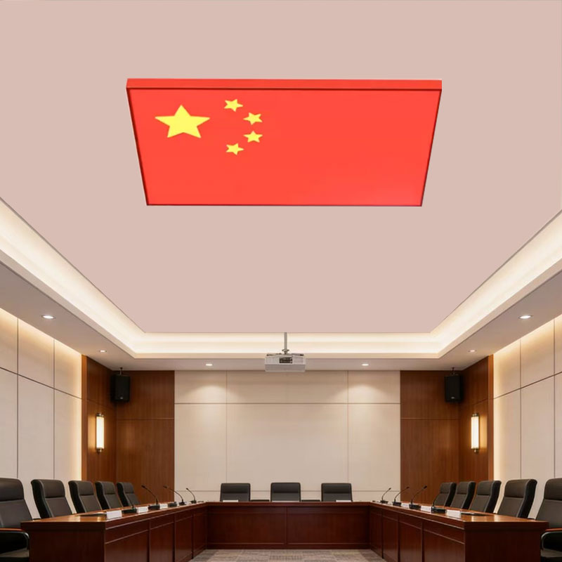 长方形五星红旗灯五角星灯led办公室会议室吸顶灯定制党建吊灯具