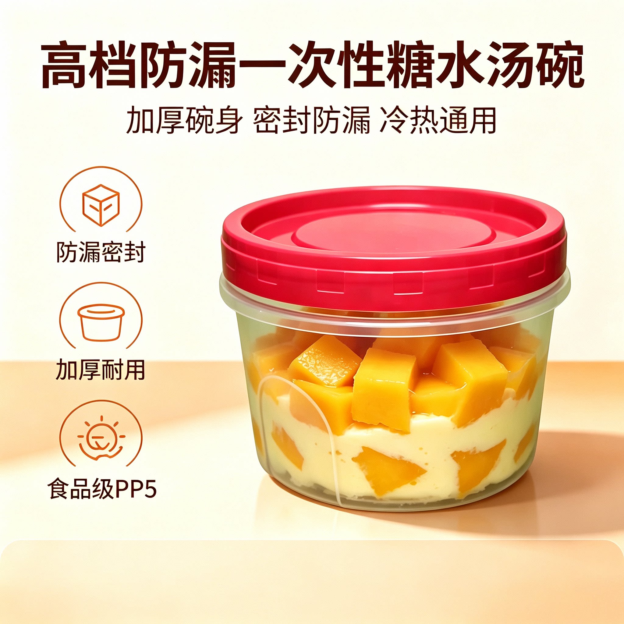 样品厨房杂粮储物罐保鲜盒零食带盖糖水盒一次性圆形甜品打包碗
