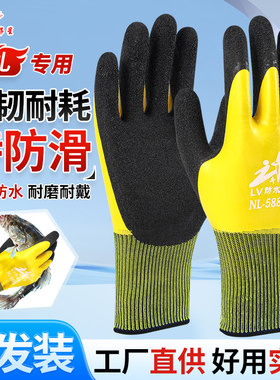 牛郎星手套劳保工作耐磨劳动干活赶海杀鱼专用防水水产浸胶批发