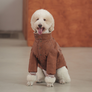 个性 翻毛领中大型犬皮衣秋冬加绒拉布拉多金毛边牧巨贵狗狗衣服潮