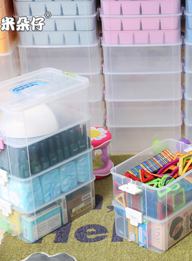 踩不坏磁力片收纳盒分格多层小颗粒积木零件儿童玩具盒储物整理箱