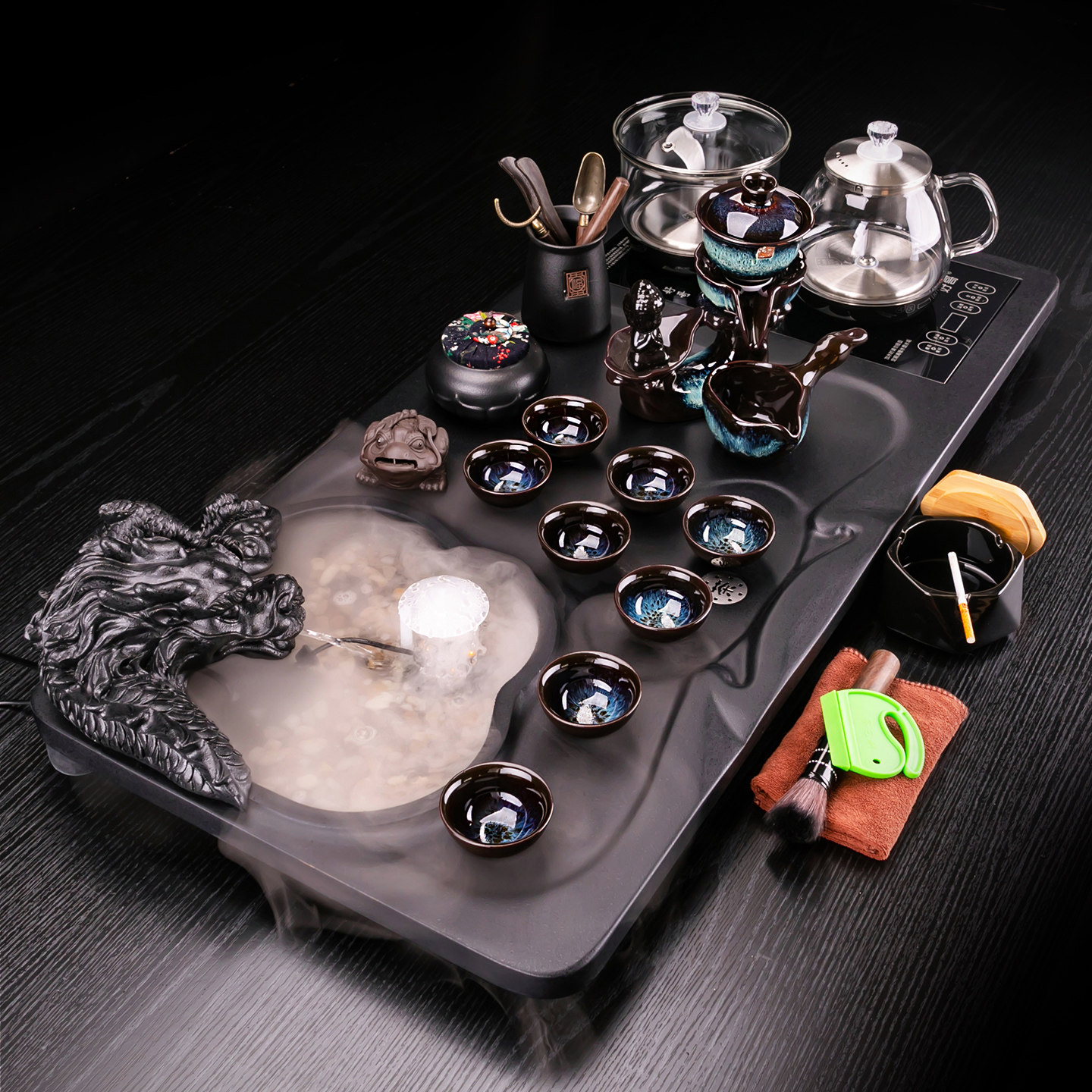 茶盘全自动一体流水雾化茶海烧水壶茶台茶具套装办公室家用新款