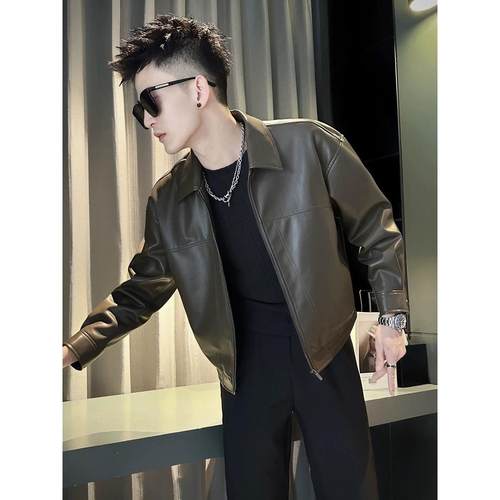 男士机车皮夹克春秋痞帅冬季网红男装2025年新款秋季潮牌休闲外套