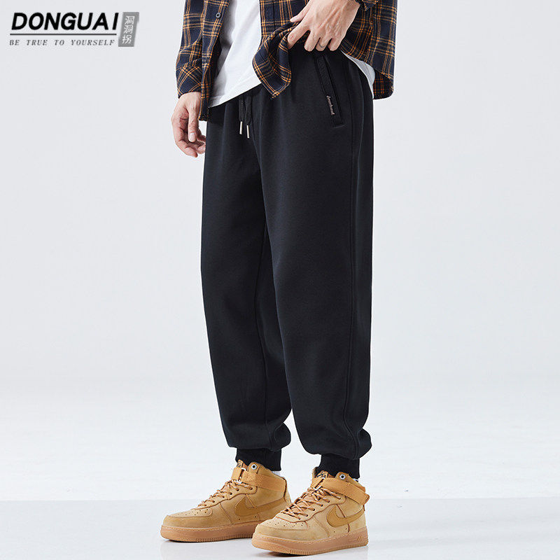 美式潮牌卫裤男款秋冬季高街宽松休闲裤加绒加厚百搭束脚运动裤子