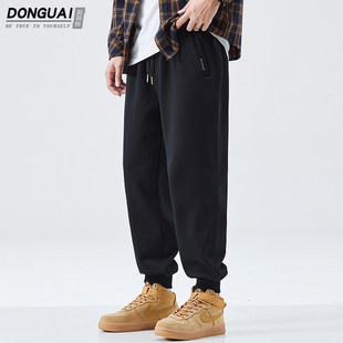 美式潮牌卫裤男款秋冬季高街宽松休闲裤加绒加厚百搭束脚运动裤子