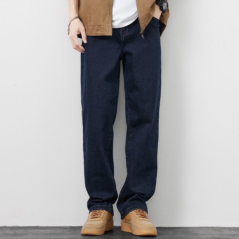 Kuvine春季宽松直筒cleanfit牛仔裤男款美式复古高街阔腿休闲长裤