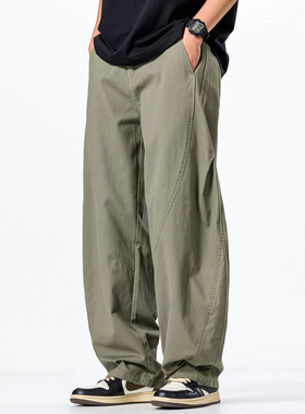 August弯刀休闲工装裤男2025秋季新款直筒宽松潮牌阔腿长裤子男士