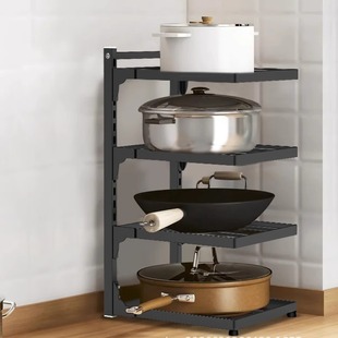 厨房下水槽置物架家用多层多功能锅具收纳架灶台橱柜可调节放锅架
