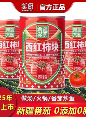 新疆笑厨去皮西红柿块400g番茄丁罐头家用0脂肪0添加25年新货上市