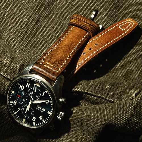 适用iwc万国马克飞行员表带真皮