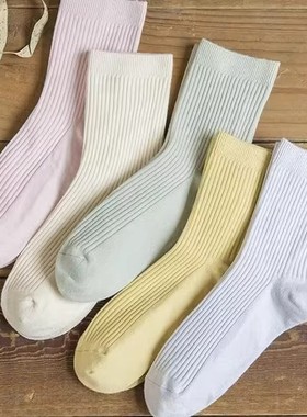 少女可爱韩系显瘦无骨紫色跑步中长筒月子堆堆潮袜透气防臭学院风